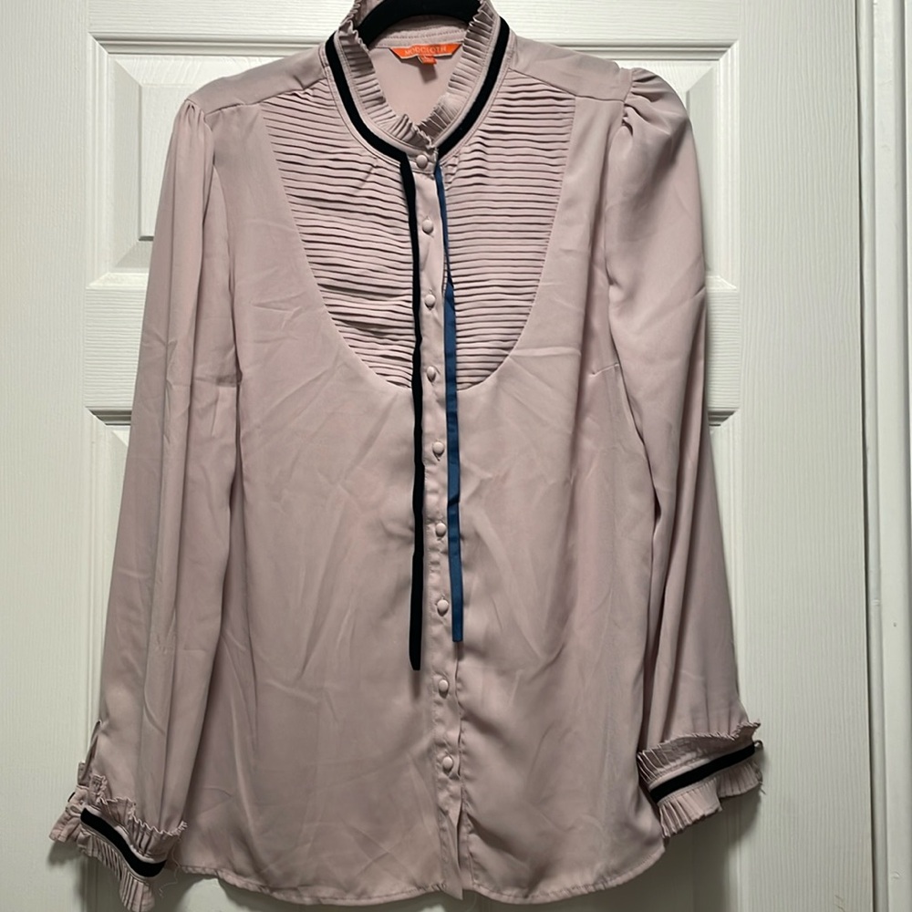ModCloth pleated bib button down shirt